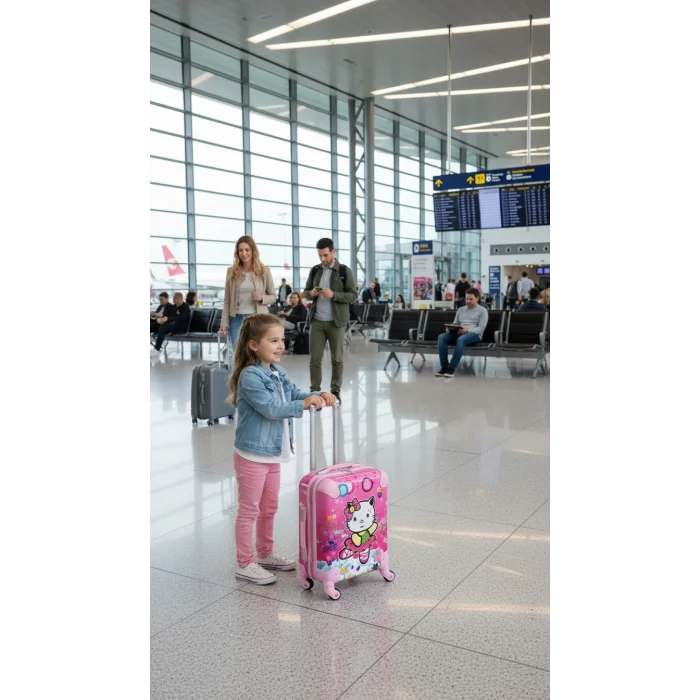 Luxe Pembe 2 Tekerlekli Kız Çocuk Valizi – ABS Şıklık