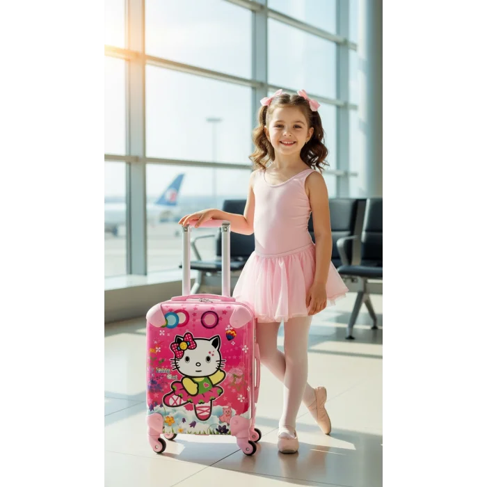 Luxe Pembe 2 Tekerlekli Kız Çocuk Valizi – ABS Şıklık