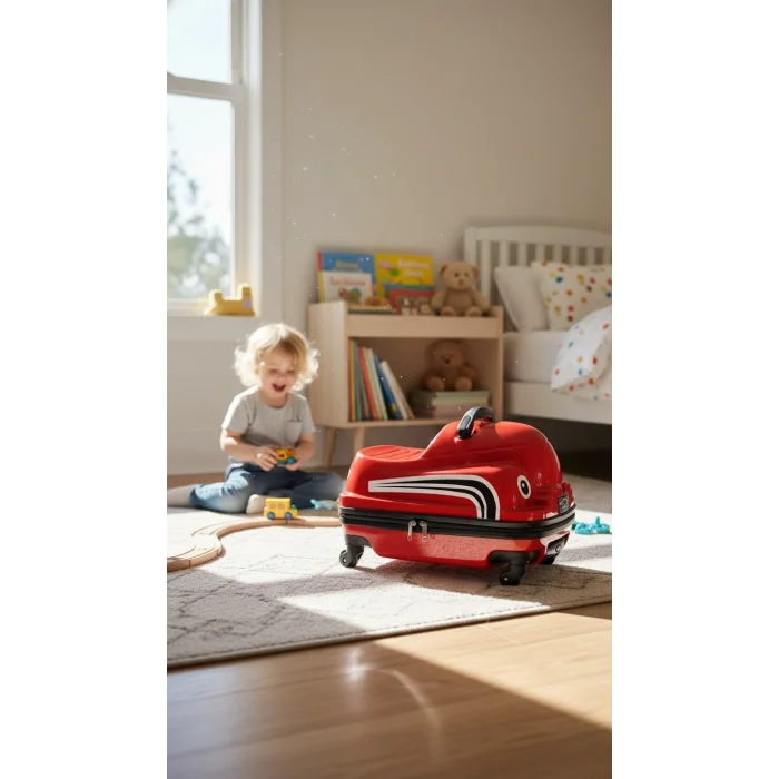 Nishev Kırmızı 360° Dönebilen ABS Çocuk Valizi - Hafif ve Dayanıklı