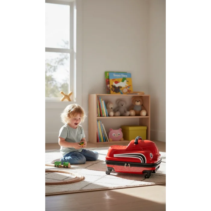 Nishev Kırmızı 360° Dönebilen ABS Çocuk Valizi - Hafif ve Dayanıklı