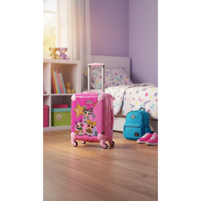 Lüks Pembe Abs Kız Çocuk Valizi – 360° Tekerlekli Şıklık