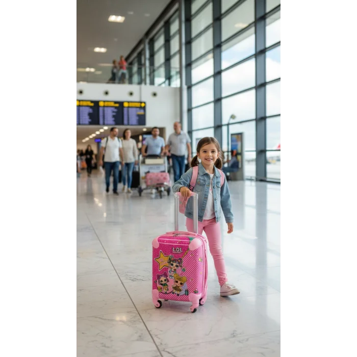 Lüks Pembe Abs Kız Çocuk Valizi – 360° Tekerlekli Şıklık