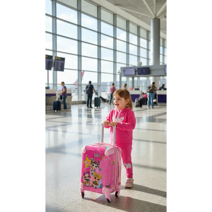 Lüks Pembe Abs Kız Çocuk Valizi – 360° Tekerlekli Şıklık