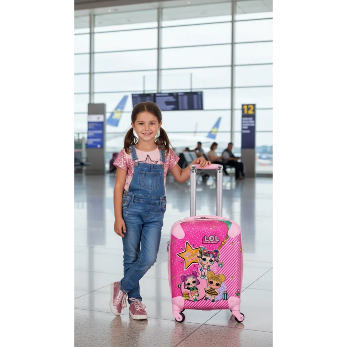 Lüks Pembe Abs Kız Çocuk Valizi – 360° Tekerlekli Şıklık