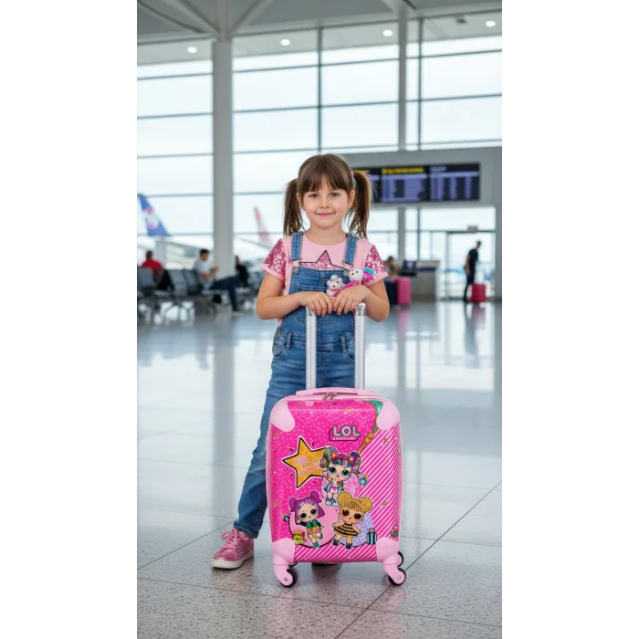 Lüks Pembe Abs Kız Çocuk Valizi – 360° Tekerlekli Şıklık