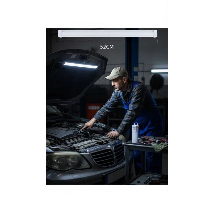 USB Şarjlı 3 Modlu Mıknatıslı otel-yurt-ev-kamp Feneri LED Şarjlı Işıldak 15 W 52 cm