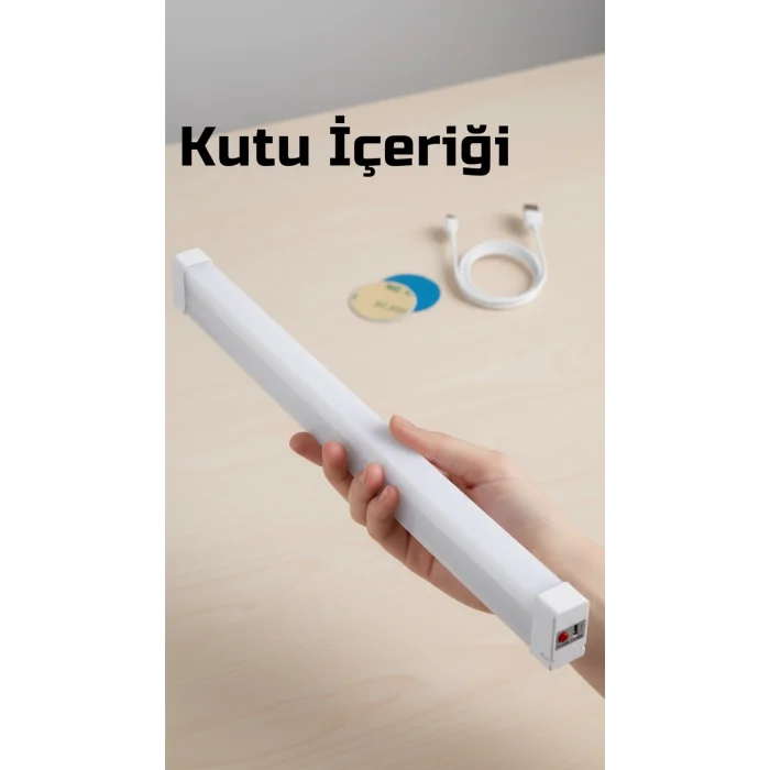 USB Şarjlı 3 Modlu Mıknatıslı otel-yurt-ev-kamp Feneri LED Şarjlı Işıldak 15 W 52 cm