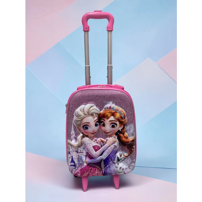 Karakterli Kız Çocuk Pembe Kabin Boy Çekçekli Valiz