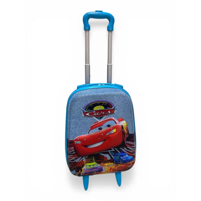 Cars Karakterli Erkek Çocuk Mavi Kabin Boy Çekçekli Valiz