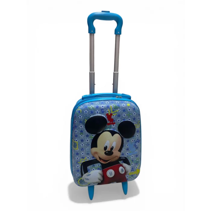 Kabartmalı Çocuk Valizi - Mavi Simli Çekçekli Bebek ve Çocuk Bavulu