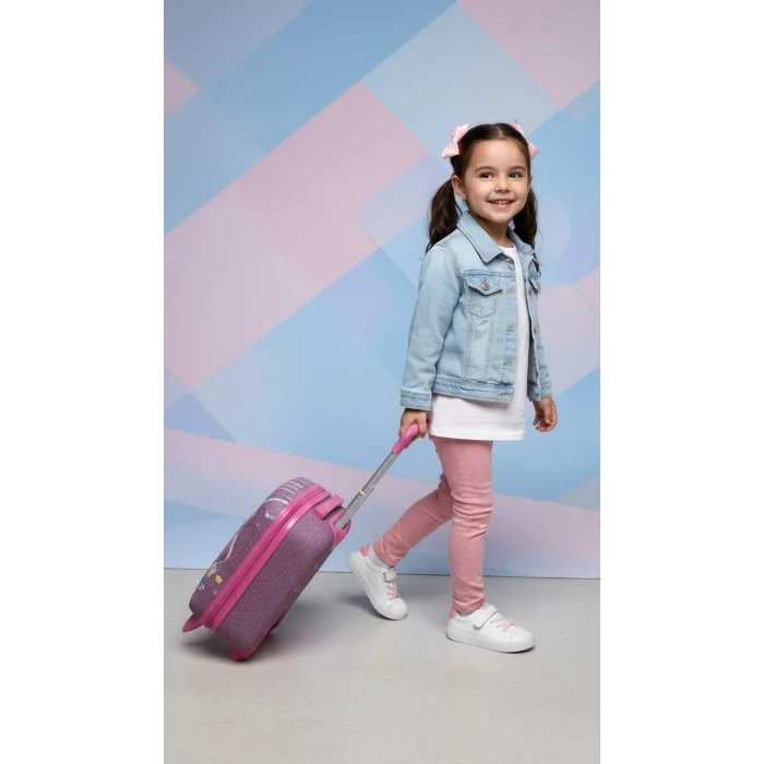 Pembe Kız Çocuk Valiz - Tavşan Karakterli Kabin Boy