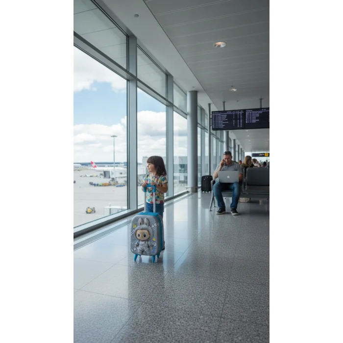 Erkek Çocuk Mavi Kabin Boy Çekçekli Valiz