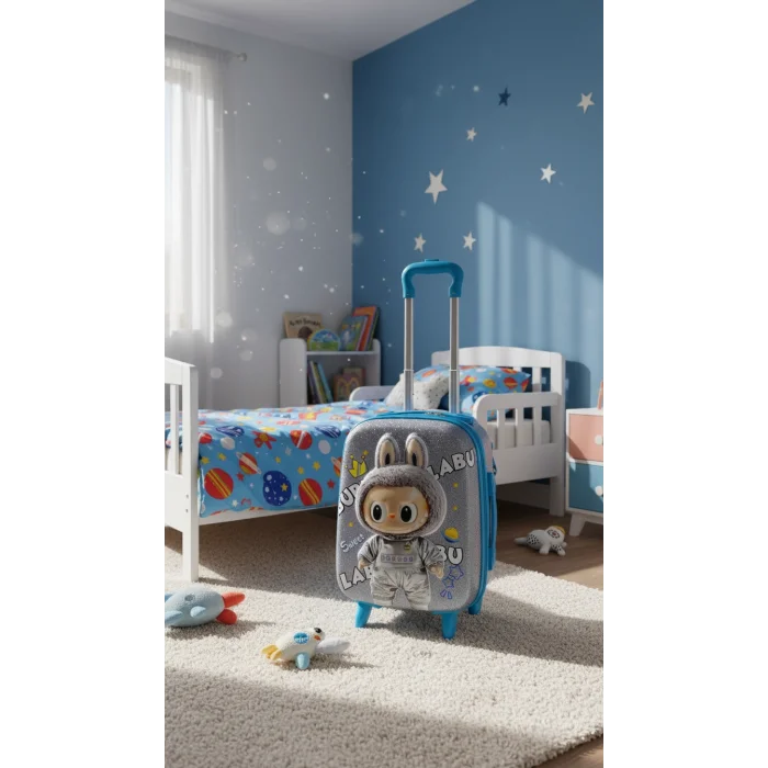 Erkek Çocuk Mavi Kabin Boy Çekçekli Valiz