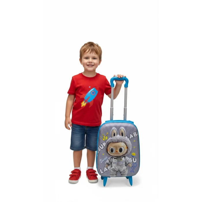 Erkek Çocuk Mavi Kabin Boy Çekçekli Valiz