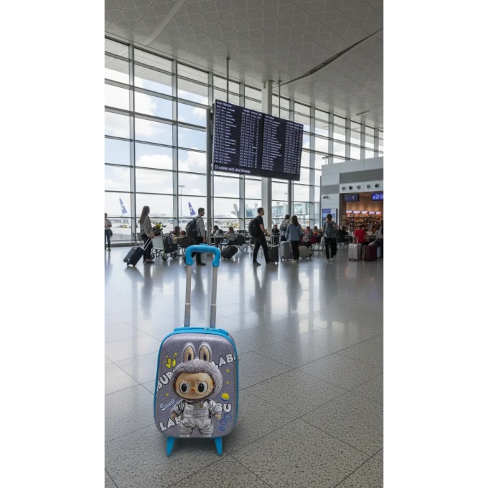 Erkek Çocuk Mavi Kabin Boy Çekçekli Valiz