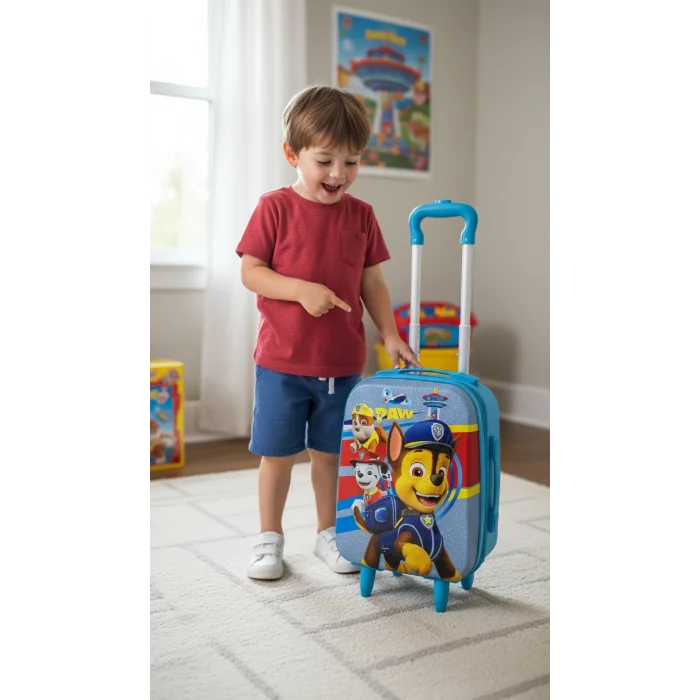 Mavi Çocuk Valizi - Çekçekli ve Tekerlekli Bavul