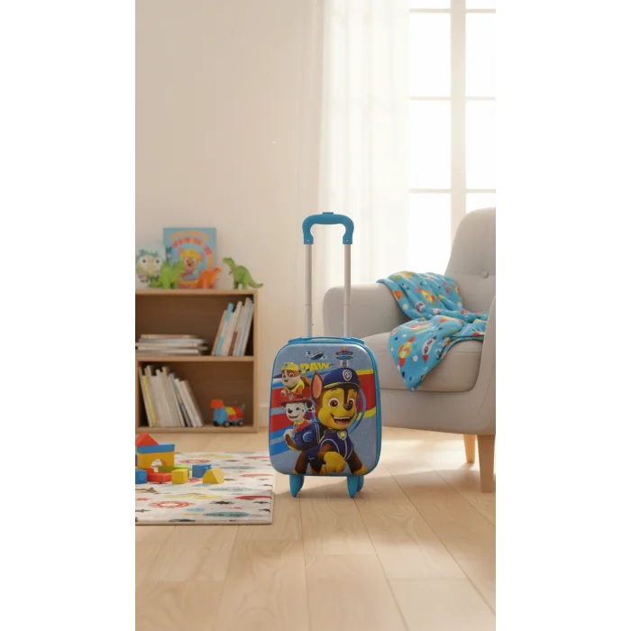 Mavi Çocuk Valizi - Çekçekli ve Tekerlekli Bavul