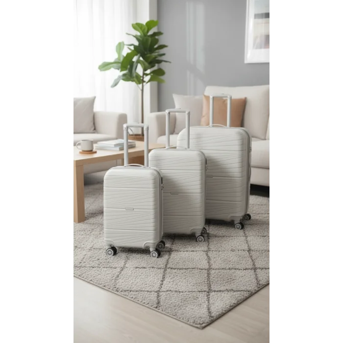 Abs 3lü Valiz Bavul Seti Gri - Darbelere Karşı Yüksek Koruma