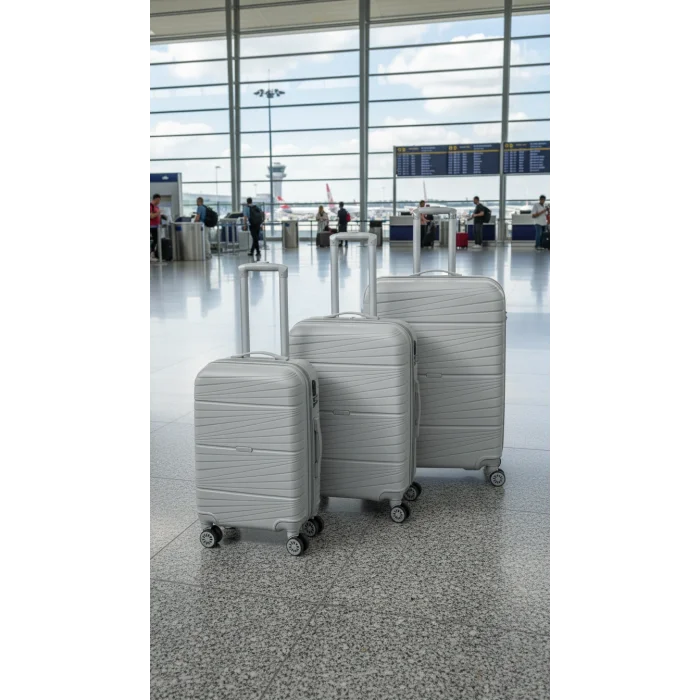 Abs 3lü Valiz Bavul Seti Gri - Darbelere Karşı Yüksek Koruma