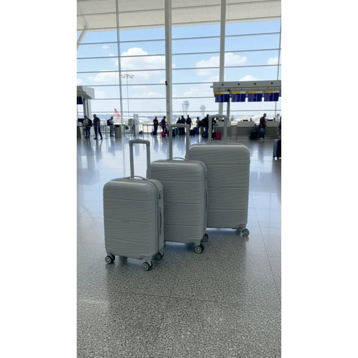 Abs 3lü Valiz Bavul Seti Gri - Darbelere Karşı Yüksek Koruma