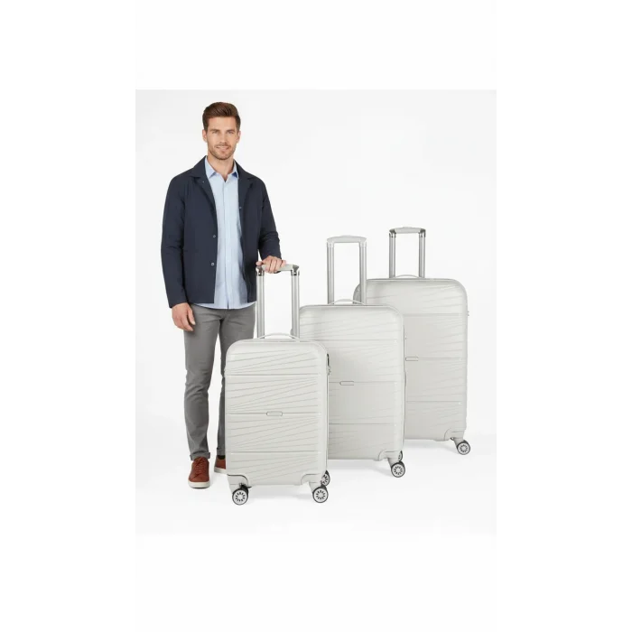 Abs 3lü Valiz Bavul Seti Gri - Darbelere Karşı Yüksek Koruma