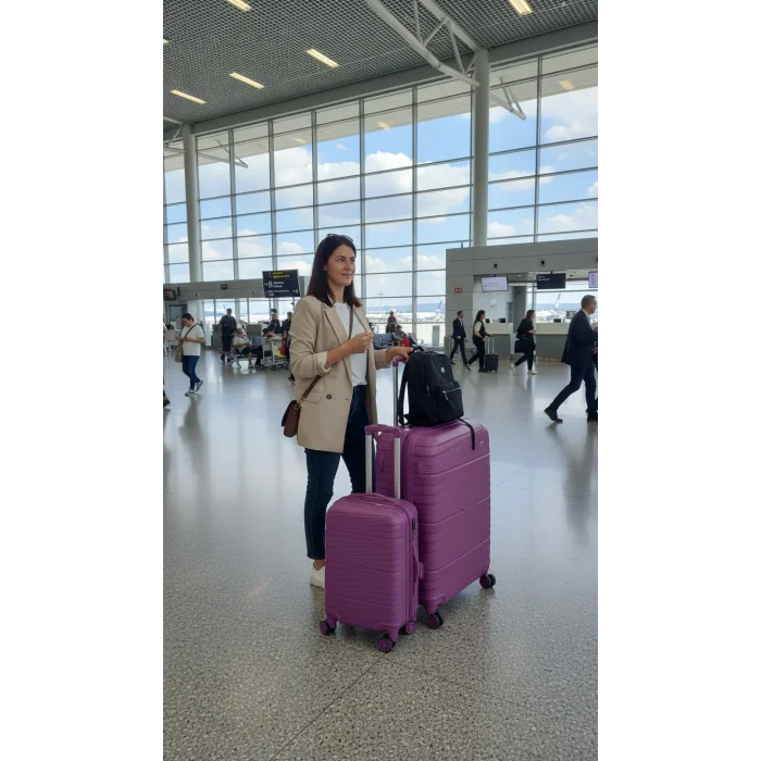 901 3lü Valiz Bavul Seti Mor - Darbelere Karşı Yüksek Koruma