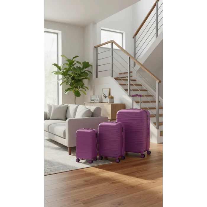 901 3lü Valiz Bavul Seti Mor - Darbelere Karşı Yüksek Koruma