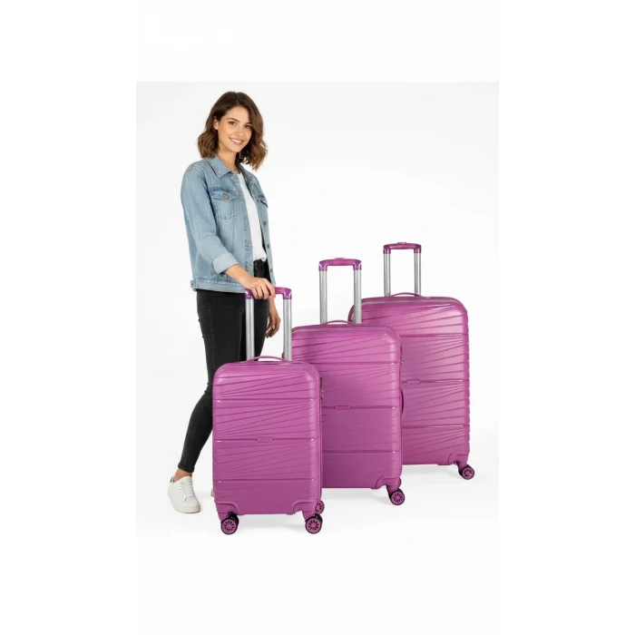 901 3lü Valiz Bavul Seti Mor - Darbelere Karşı Yüksek Koruma