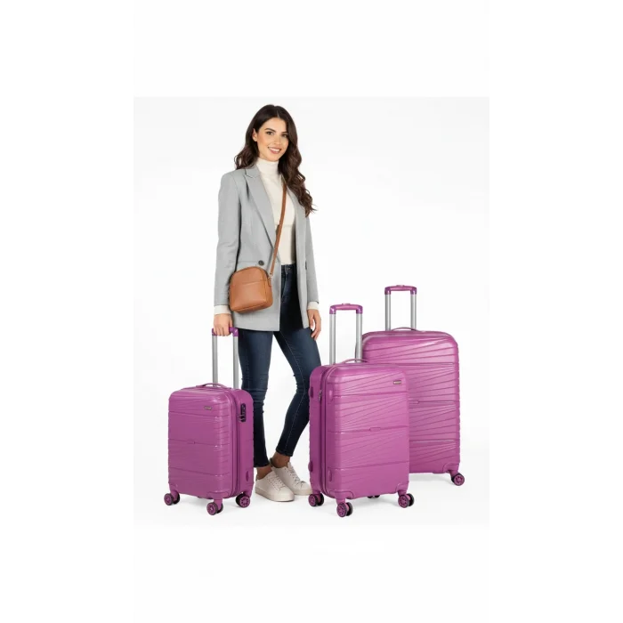 901 3lü Valiz Bavul Seti Mor - Darbelere Karşı Yüksek Koruma
