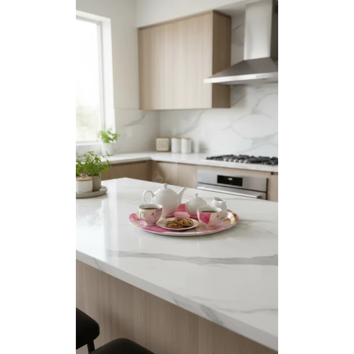 Lüks 35cm Metal Yuvarlak Tepsi – Özel Tasarım