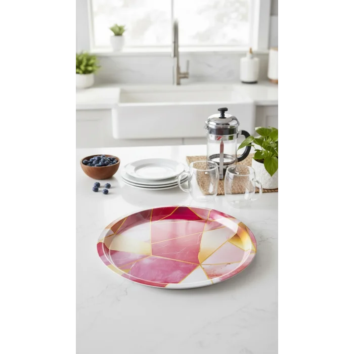 Lüks 35cm Metal Yuvarlak Tepsi – Özel Tasarım