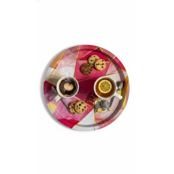 Lüks 35cm Metal Yuvarlak Tepsi – Özel Tasarım