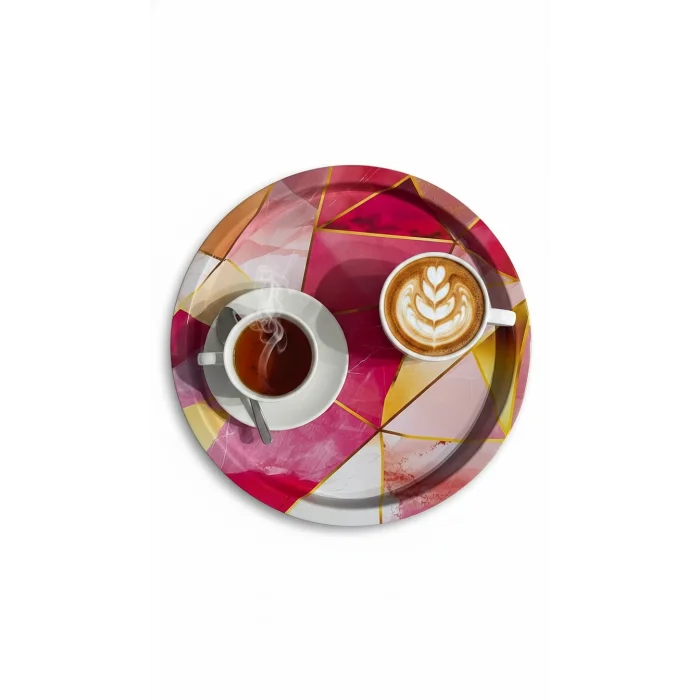 Lüks 35cm Metal Yuvarlak Tepsi – Özel Tasarım