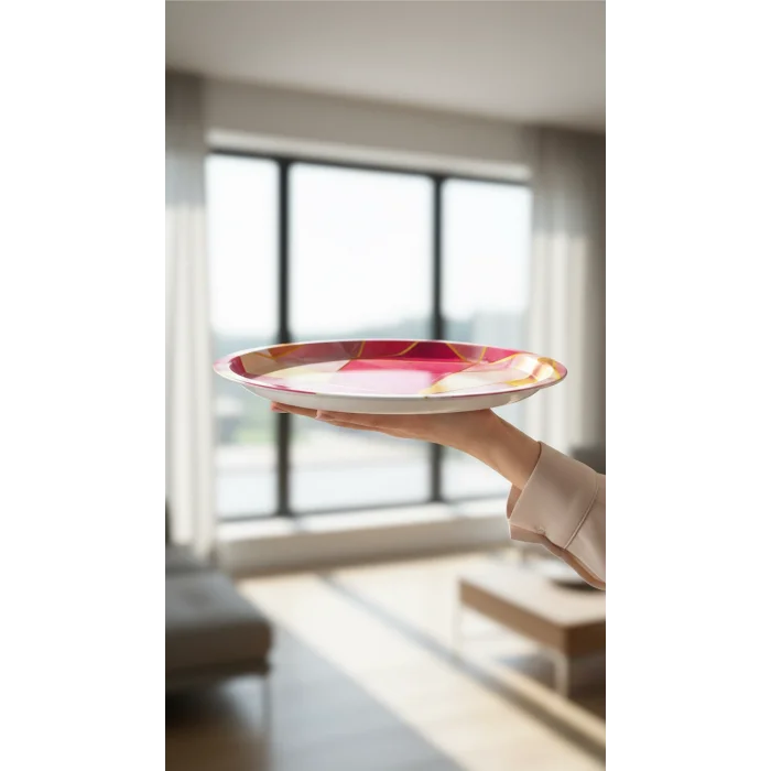 Lüks 35cm Metal Yuvarlak Tepsi – Özel Tasarım