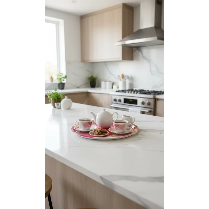 Lüks 35cm Metal Yuvarlak Tepsi – Özel Tasarım