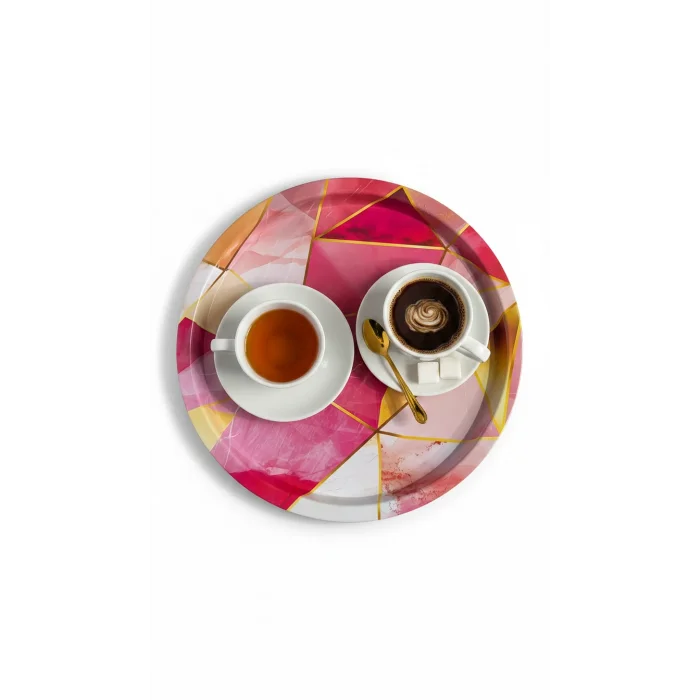 Lüks 35cm Metal Yuvarlak Tepsi – Özel Tasarım