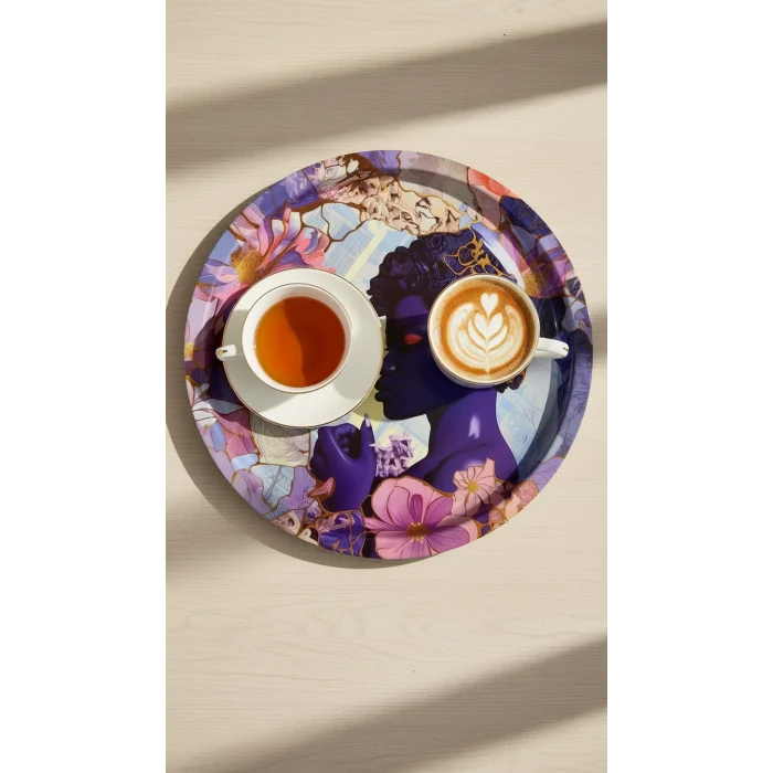 Premium 35cm Metal Yuvarlak Tepsi – Özel Tasarım