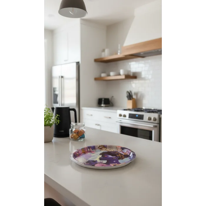 Premium 35cm Metal Yuvarlak Tepsi – Özel Tasarım