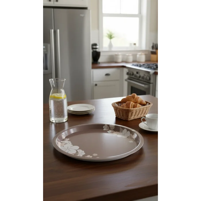 Premium Metal Yuvarlak Tepsi 35 cm – Özel Tasarım