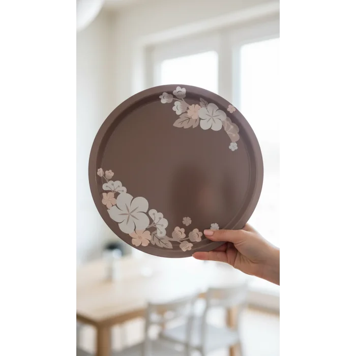 Premium Metal Yuvarlak Tepsi 35 cm – Özel Tasarım