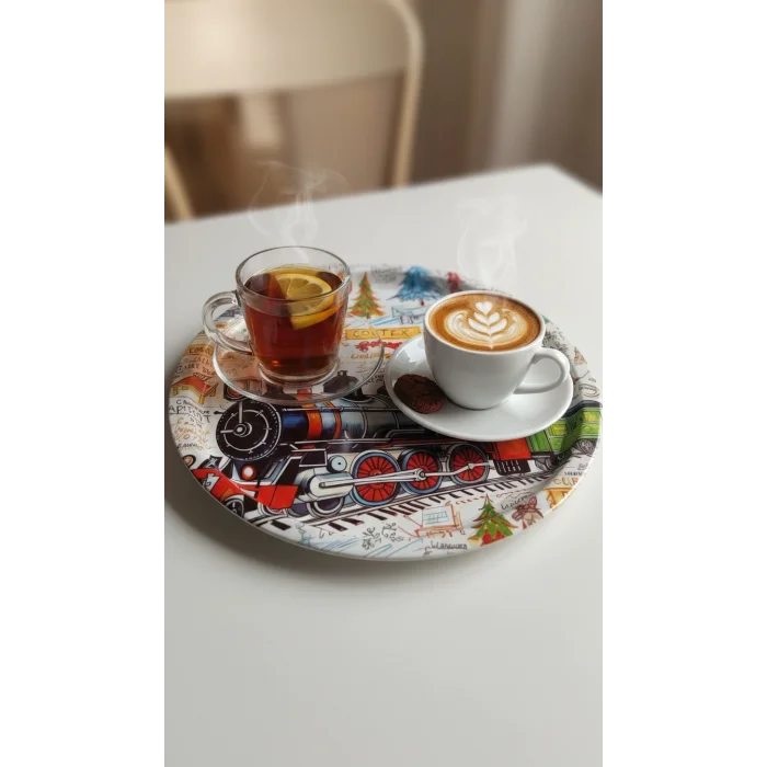 Prestijli Metal Yuvarlak Dekor Tepsi 35 cm – Özel Tasarım