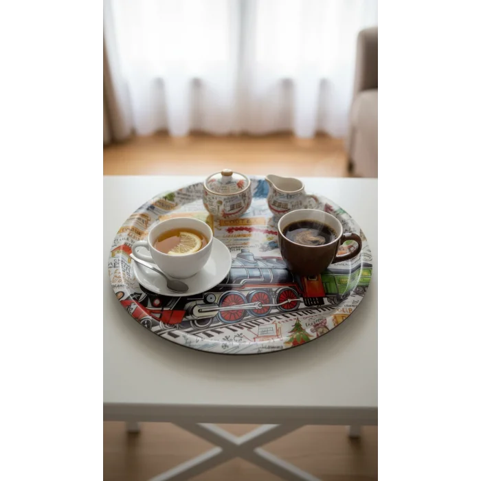 Prestijli Metal Yuvarlak Dekor Tepsi 35 cm – Özel Tasarım