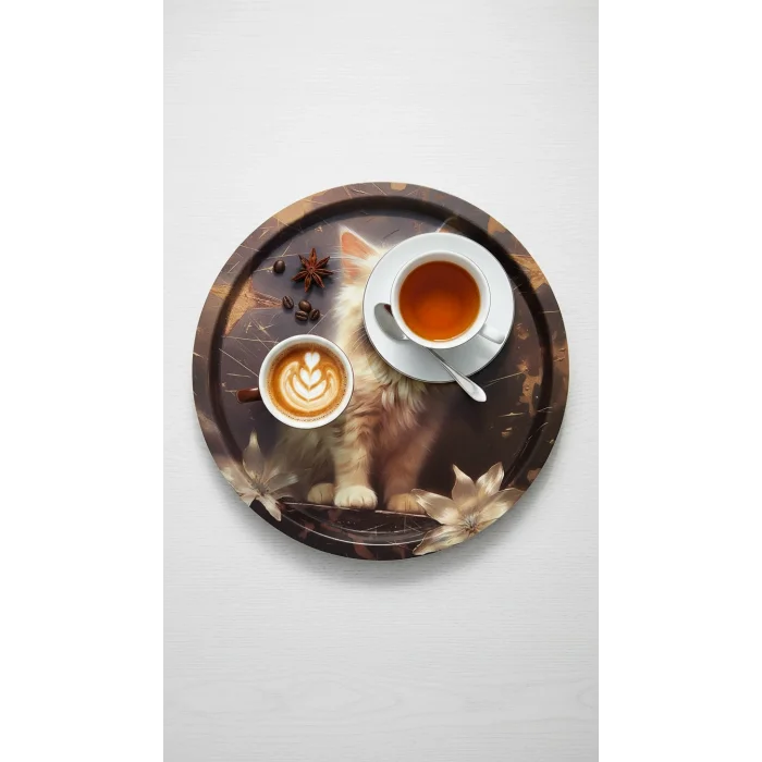 Premium Metal Yuvarlak Tepsi 35 cm – Özel Tasarım