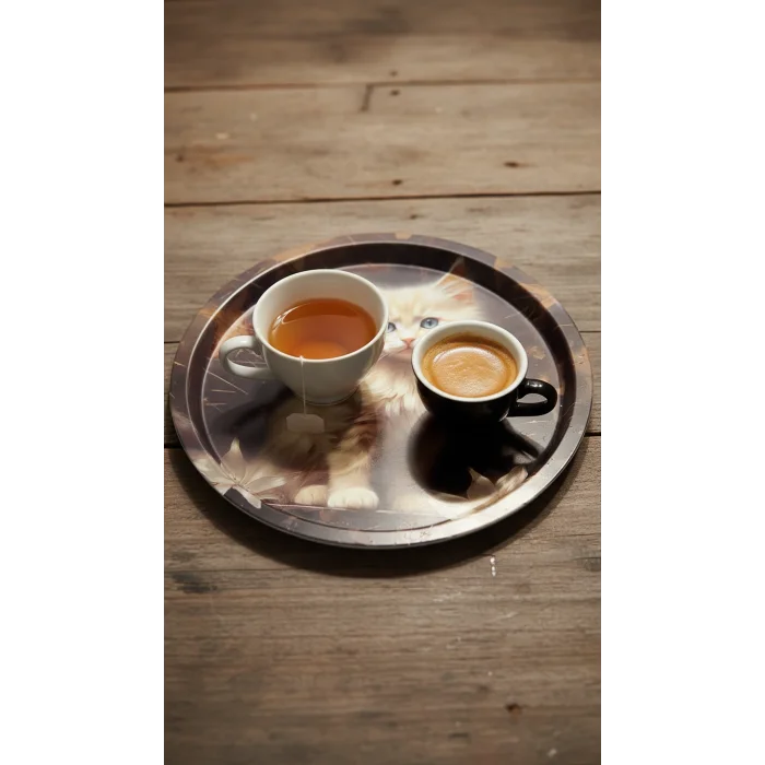 Premium Metal Yuvarlak Tepsi 35 cm – Özel Tasarım