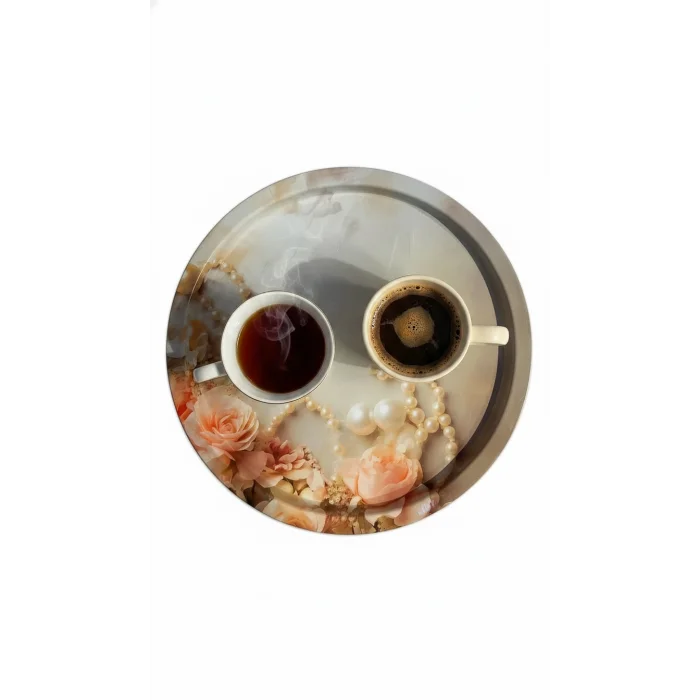 Prestij Metalik Yuvarlak Tepsi – 35 cm Özel Tasarım