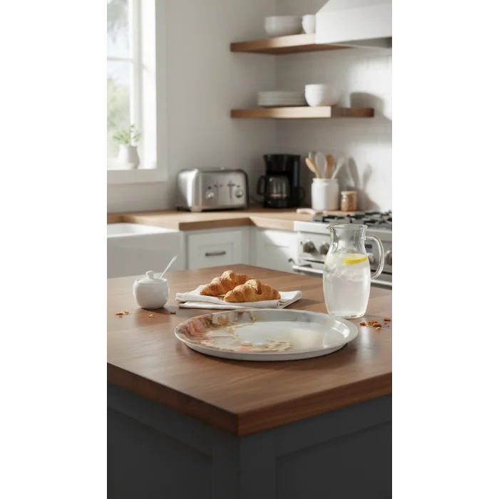 Prestij Metalik Yuvarlak Tepsi – 35 cm Özel Tasarım