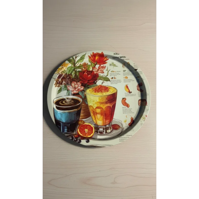 Premium 35 cm Metal Yuvarlak Tepsi – Özel Tasarım