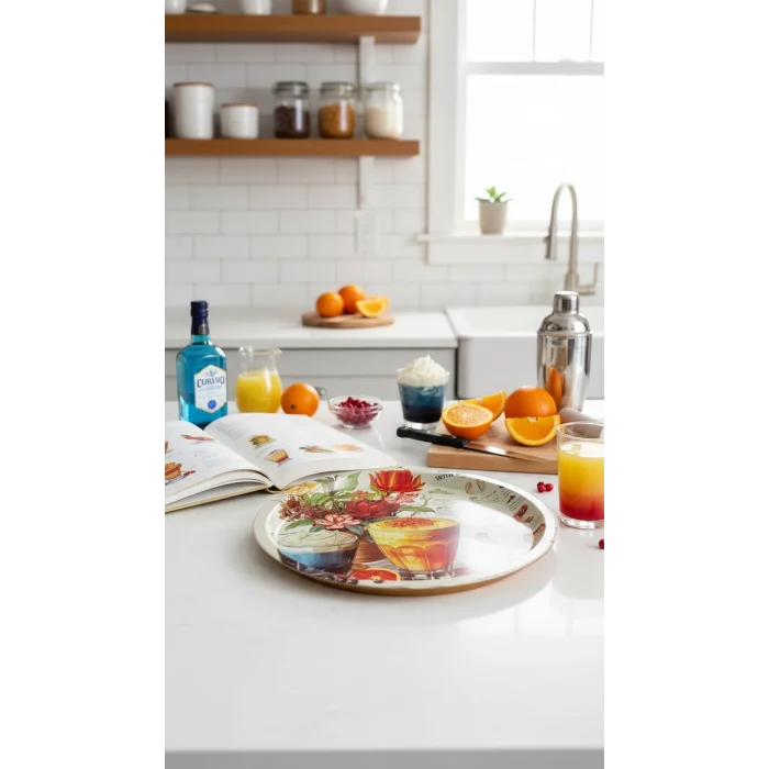 Premium 35 cm Metal Yuvarlak Tepsi – Özel Tasarım