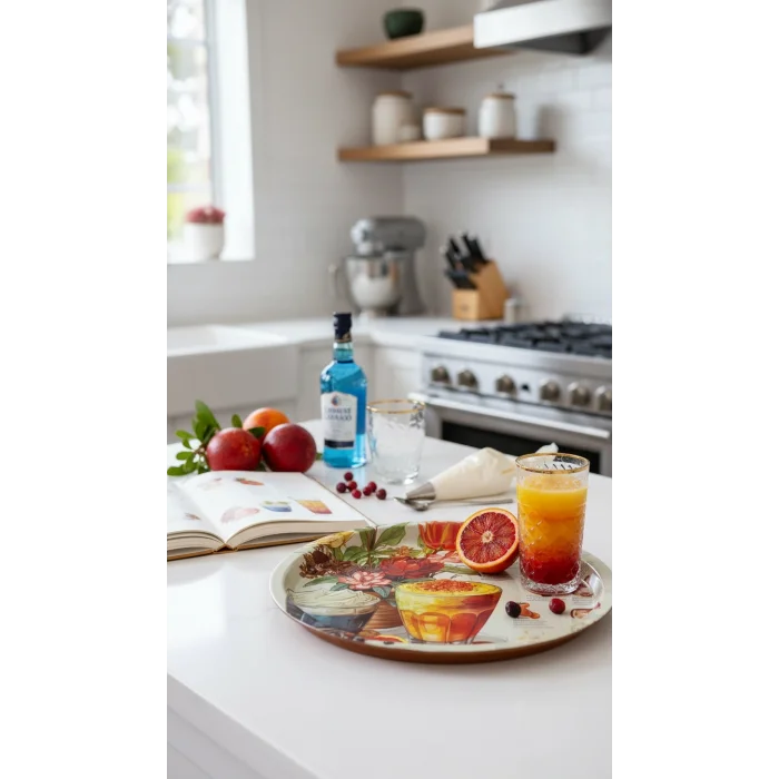 Premium 35 cm Metal Yuvarlak Tepsi – Özel Tasarım