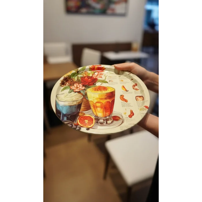 Premium 35 cm Metal Yuvarlak Tepsi – Özel Tasarım